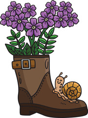 Spring Boot Planter Cartoon Colored Clipart 