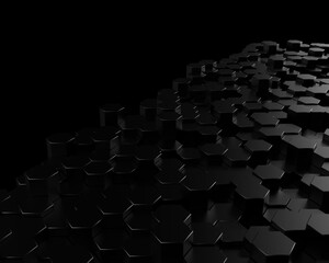 ブラック　ヘキサゴン　3D　六角形