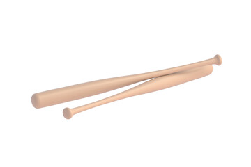 Baseball bats isolated on white background. Sports equipment. 3d render