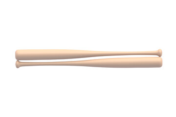 Baseball bat isolated on white background. Sports equipment. Top view. 3d render