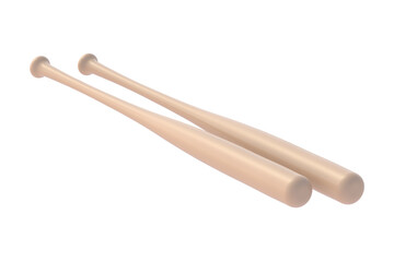 Baseball bats isolated on white background. Sports equipment. 3d render