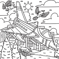 Memorial Day Fighter Jet Coloring Page for Kids