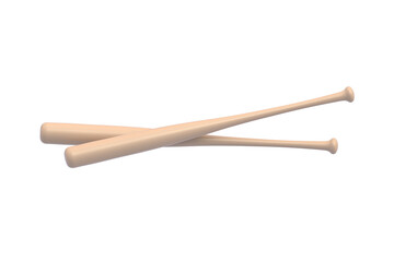 Baseball bats isolated on white background. Sports equipment. 3d render