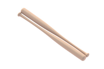 Baseball bats isolated on white background. Sports equipment. 3d render