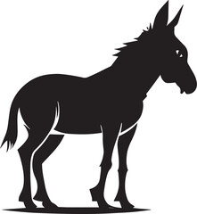 Fototapeta na wymiar Standing Donkey Black Mascot Logo 