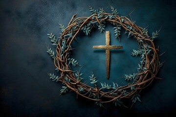 Illustration of Jesus Christ crown of thorns. Generative AI.