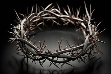 Fototapeta premium Illustration of Jesus Christ crown of thorns. Generative AI.