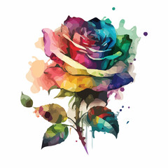 Watercolor Colorful Rose Vector Design