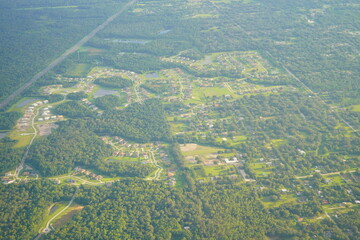 Aerial view of beautiful house and community and lake in Florida