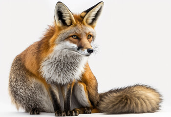 fox on white studio background created with Generative AI technology