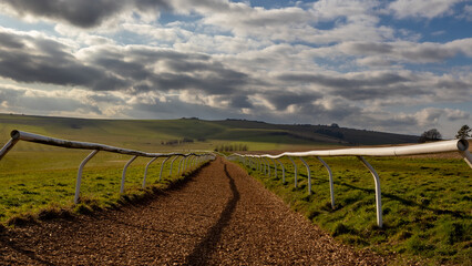All weather race horse training gallops on the Marlborough Downs.