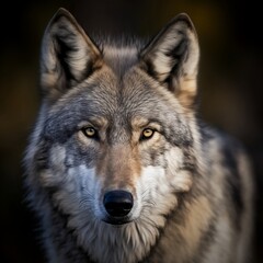 gray wolf portrait - obrazy, fototapety, plakaty