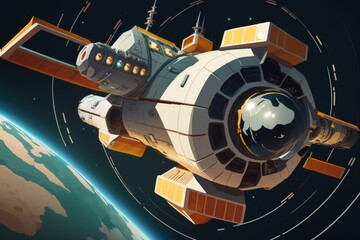 Space Station Flight throughout the Universe. Generative AI
