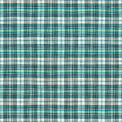 Teal rustic coastal beach house check fabric tile. Seamless sailor flannel textile gingham repeat swatch.