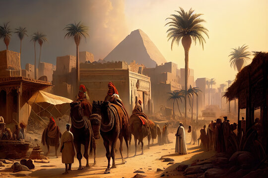 digital illustration of a scene from ancient egypt, ai generated