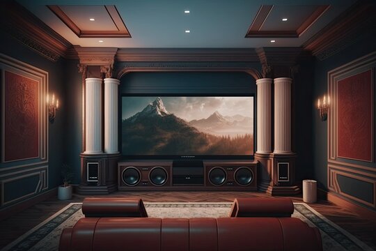 Modern Mansion Home Theater - Generative