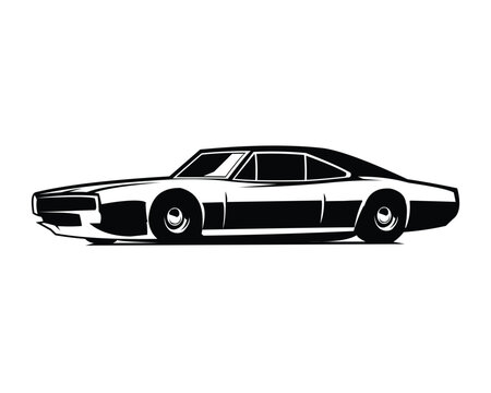 Chevrolet muscle car silhouette vector. isolated white background with view from side. best premium design for badge, emblem, logo, car industry. available in eps 10.