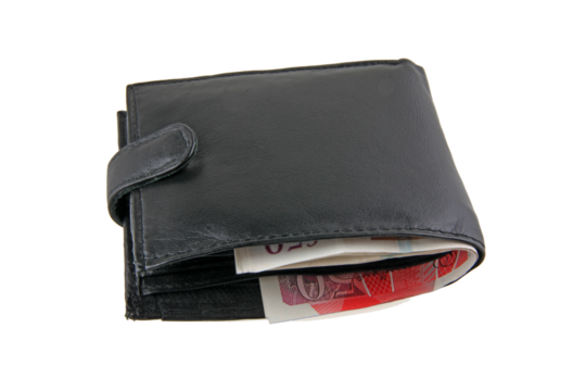 Isolated wallet with fifty pound notes