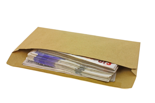 Sterling money in a manila envlope.