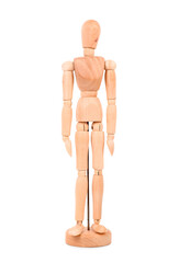 Decorative wooden mannequin on white background