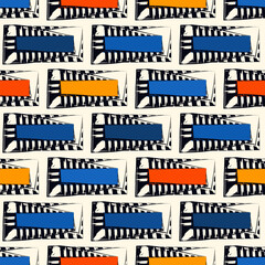 Brick wall motif handdrawn classic geometric print. Paint brush strokes seamless pattern. Freehand grunge design background. Modern urban ornament