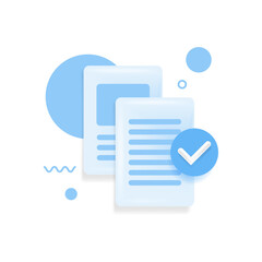 Documents icon. Stack of paper sheets. Confirmed or approved document. Business icon. 3d vector illustration.