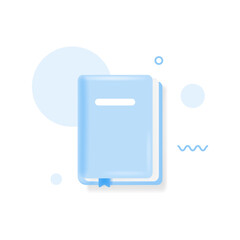 Book, Textbook with bookmark. 3d vector icon. Cartoon minimal style