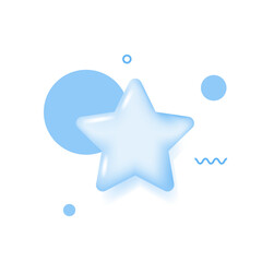 Blue star. Customer rating feedback, rang, rating, achievements and decor concept. 3d vector icon. Cartoon minimal style