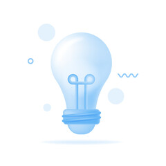 3d cartoon style minimal blue light bulb icon. Idea, solution, business, strategy concept