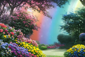 rainbow in the garden, Generative Ai