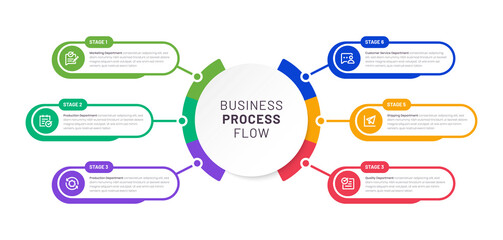 Infographic six steps. Visual Business Solutions Professional Infographic Template