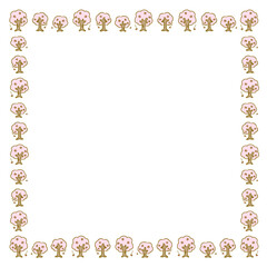 桜並木のフレーム　カラー　正方形