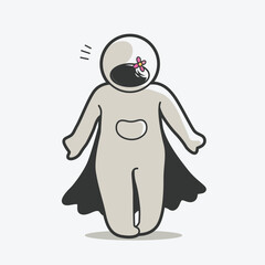 cute chibi female astronaut art illustration