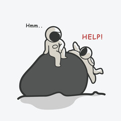 Obraz premium cute chibi astronauts friends art illustrations