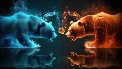 Graphic Design - Bear fight, Water vs Fire