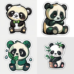 Set of Cute Panda Stickers