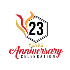 23 year anniversary celebration vector red gold orange ribbons white background  illustration abstract design  