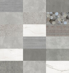 Beautiful patchwork pattern. Mixed of white, grey and dark grey marbles.