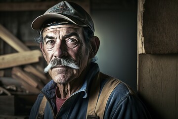 Portrait of Caucasian mature carpenter man.