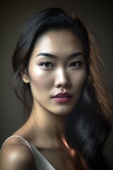 Fototapeta premium Pretty young Asian woman. Model studio shot portrait.