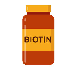 Obraz premium simple flat brown vitamin drug bottle with yellow lable biotin