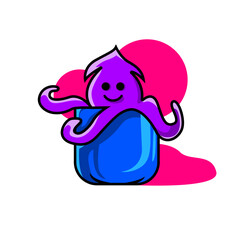 Octopus in a glass vector illustration
