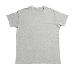 Gray t-shirt isolated on white, top view. Mockup for design