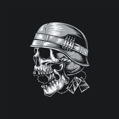 skull with military helmet vector