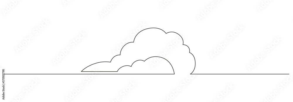 Wall mural one continuous line drawing of clouds in the sky. weather symbol and storage concept in simple linea