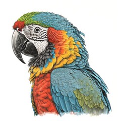 Fototapeta premium Rainbow Macaw, Colored Pencil Illustration, Generative AI