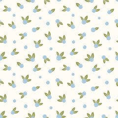 Fototapeta na wymiar Seamless pattern with decorative doodle berries, vector illustration