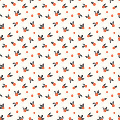 Seamless pattern with decorative doodle berries, vector illustration