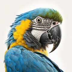 Fototapeta premium Blue and Yellow Macaw Illustration, Generative AI