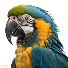 Fototapeta premium Blue and Yellow Macaw Illustration, Generative AI